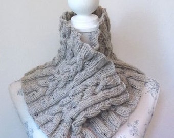 Knitting Pattern for a Cable Cowl Infinity Scarf. Neck Warmer. PDF Knitting Pattern.