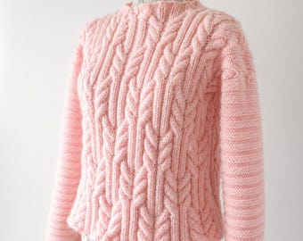Aran Sweater Knitting Pattern: Cable and Rib Knit Design (PDF Download)