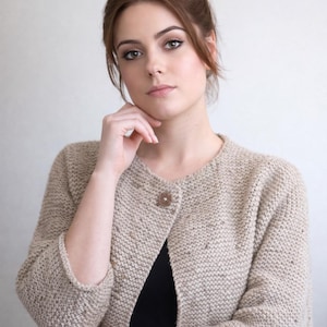 Aran Garter Stitch Cardigan. Hand Knitting Pattern. PDF