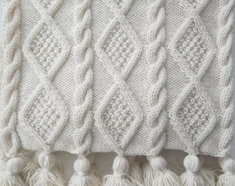 Aran Cable Scarf and Blanket Throw Knitting Pattern. PDF Knitting Pattern