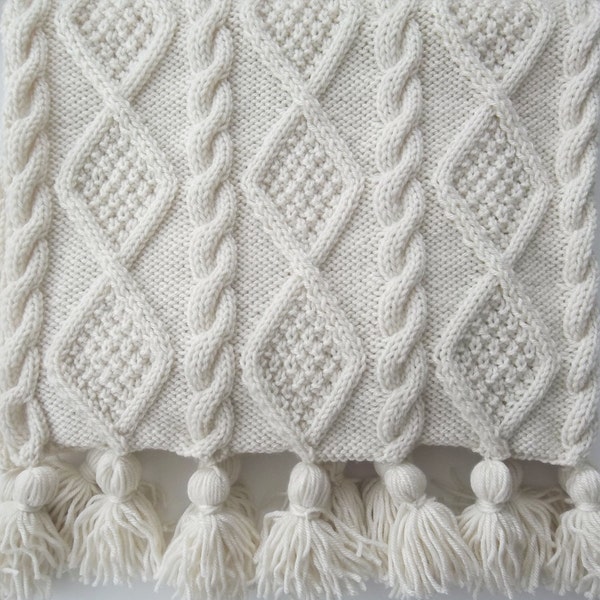 Aran Cable Scarf and Blanket Throw Knitting Pattern. PDF Knitting Pattern