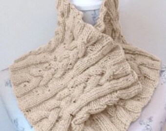 Knitting Pattern for a Cable Cowl Infinity Scarf. Neck Warmer. PDF Knitting Pattern.