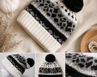 Fair Isle Ski Hat Knitting Pattern: Easy PDF Hand Knit Design