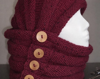 Cowl, Hood, Shrug and Scarf. PDF Hand Knitting Pattern.