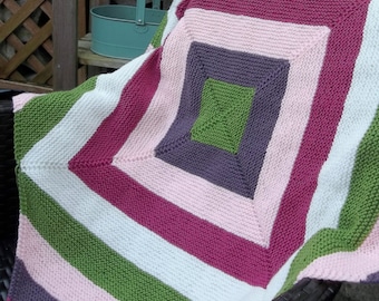 Abstract Square Blanket Throw. PDF Knitting Pattern