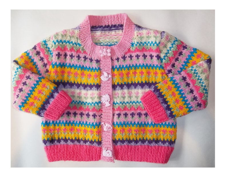 Baby Cardigan Fairisle Knitting Pattern. Age 12 years 23 Etsy