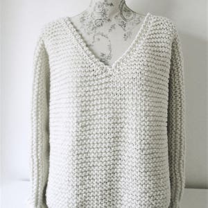 Chunky V Neck Sweater Knitting Pattern. One Size. Easy Knitting Pattern ...