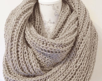 Aran Cowl Knitting Pattern. Infinity Scarf. Brioche Cowl. PDF Knitting Pattern.