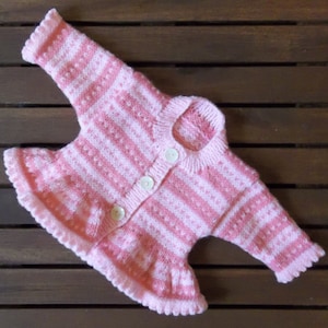 Baby Cardigan. Knitting Pattern. Pink Stripes. Prem to 4 Years. PDF Knitting Pattern.
