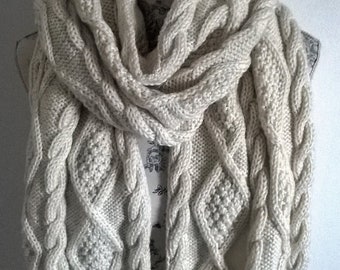 Aran Cable Scarf and Blanket Throw Knitting Pattern. PDF Knitting Pattern