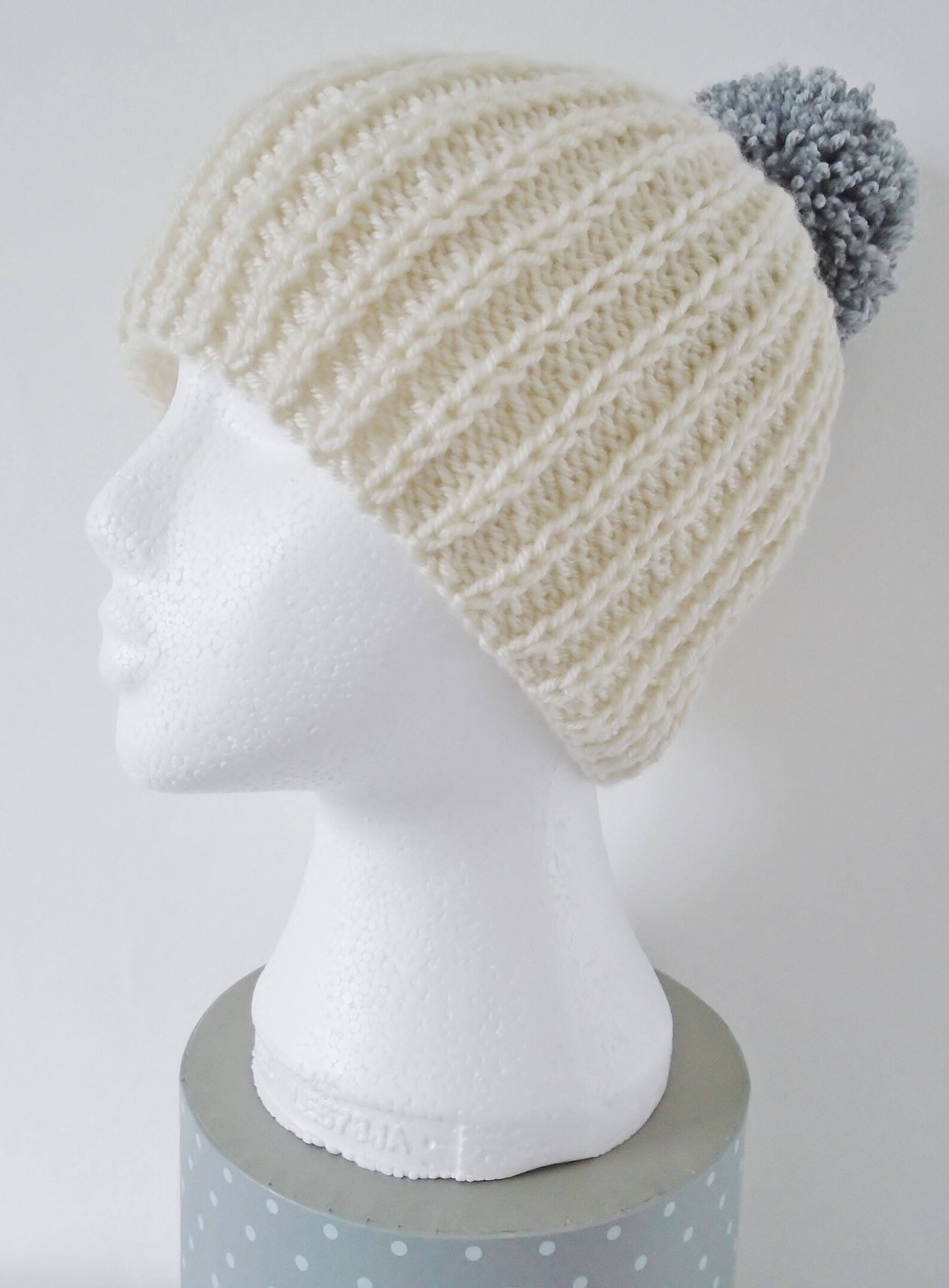 Pom Pom Hat Knitting Pattern. 8 Years to Adult. Chunky Rib Pom Pom Hat