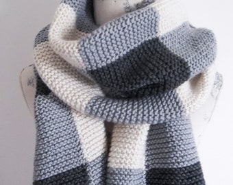 Aran Scarf Knitting Pattern. Easy to knit. PDF Knitting Pattern to Download.