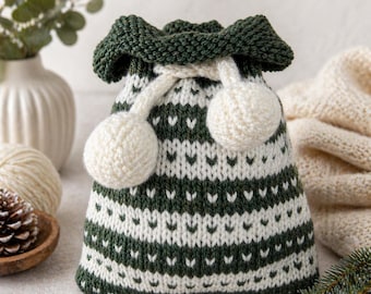 Christmas Knitting.Fairisle Gift Bag.PDF Knitting Pattern