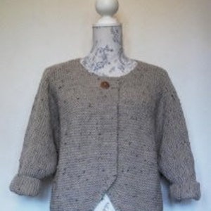 Aran Garter Stitch Cardigan. Hand Knitting Pattern. PDF