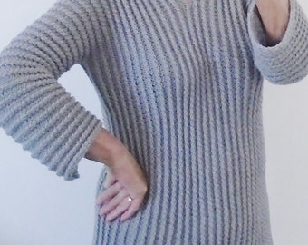Summer Rib Tee Sweater. PDF Knitting Pattern. One size. Knit in one Piece
