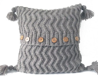 Cable Cushion Pillow Knitting Pattern. Zig Zag. Chevron. PDF Hand Knitting Pattern