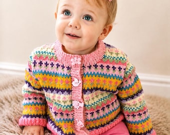 Fair Isle Baby Cardigan Knitting Pattern: Colorful Toddler Design (PDF Pattern)