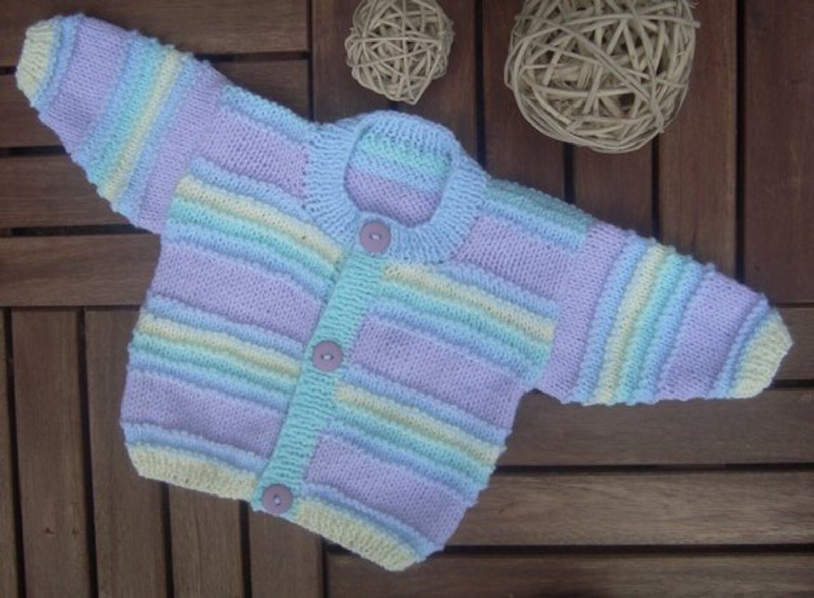 Baby Striped Pattern Lapel Knitted Cardigan or Pants main image 1