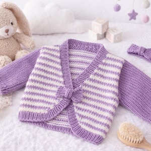 Baby and Toddler Bow Cardigan. PDF Knitting Pattern