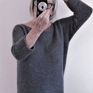 Aran Garter Stitch Tee Sweater. PDF Knitting Pattern to Download