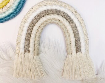 Neutral Yarn Rainbow Wall Hanging: Nursery Decor
