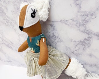 Handmade Fox Plush Doll: Removable Dress, Embroidered Eyes