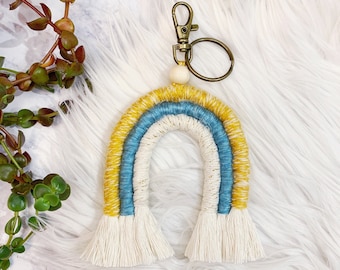 Macrame Rainbow Keychain: Boho Tassel Fiber Art