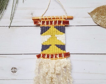 Mini Pima Cotton Weaving Ornament: Golden Yellow Tree Wall Decor