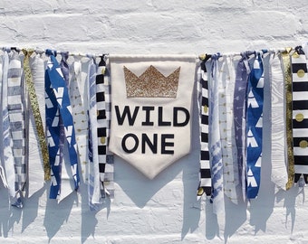 Wild One First Birthday Banner: Handmade Canvas Highchair Decor