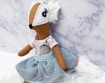 Handmade Fox Plush Doll: Removable Dress, Embroidered Eyes