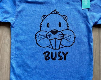 BUSY Beaver-Block Printed Toddler T-Shirt