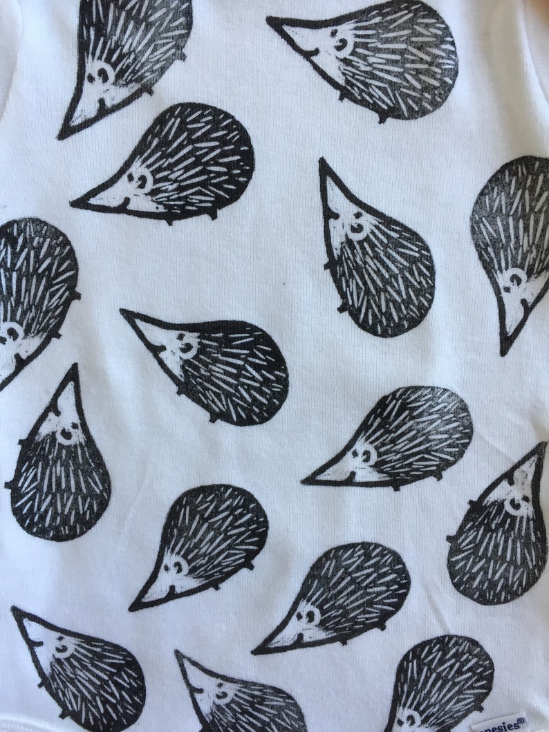 Organic Cotton -Hedgehog Frenzy Block Printed Baby Onesie