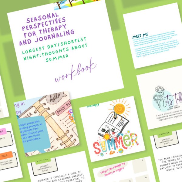 Embrace the Summer Vibes: Seasonal Workbook Journal for Therapy Support on the Longest Day | PDF for download