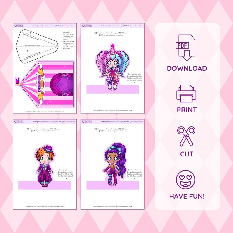 Printable Paper Dolls Set, Kawaii Play Set, DIY Toys for Girls, Kawaii ...