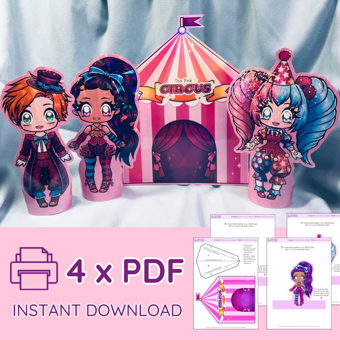 Printable Paper Dolls Set, Kawaii Play Set, DIY Toys for Girls, Kawaii ...