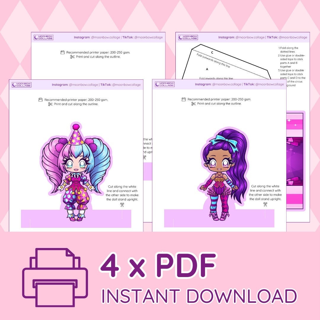 Printable Paper Dolls Set, Kawaii Play Set, DIY Toys for Girls, Kawaii ...