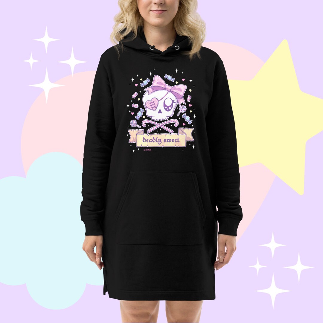 Pastel Goth Hoodie Dress, Kawaii Hoodie Dress, Harajuku Hoodie Dress
