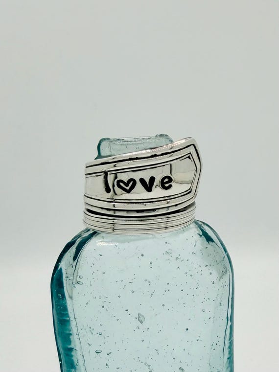 Size 9, Vintage Sterling Silver Spoon Ring, Love, Valentines Day, I Love You, Love