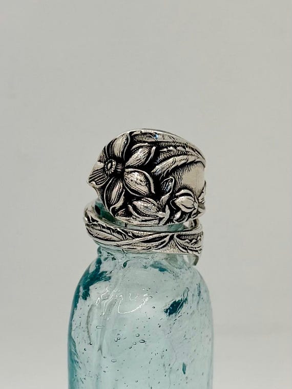 Vintage Sterling Silver Spoon Ring, Orange Blossom