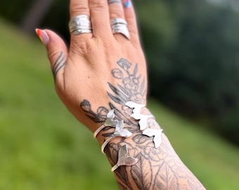Made to Order Mermaid Tail Mini, Sterling Silver Spoon Bangle Bracelet, Stackable, Double