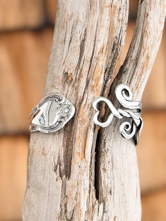 Sterling Silver Fork Bracelet, cuff, Heart, made to order