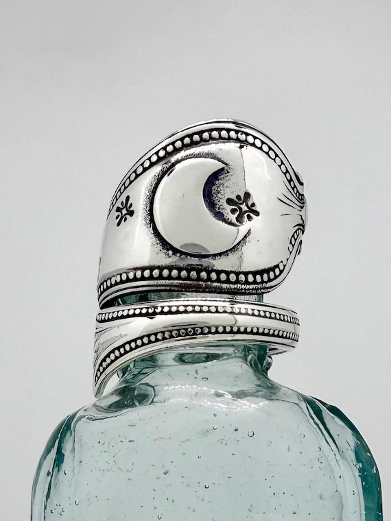 Moon and stars, Vintage Sterling Silver Spoon Ring