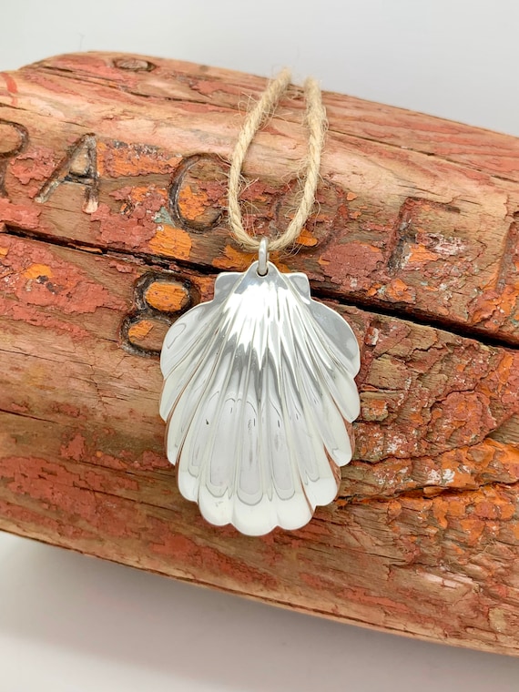 Sterling Sugar Spoon Shell Pendant