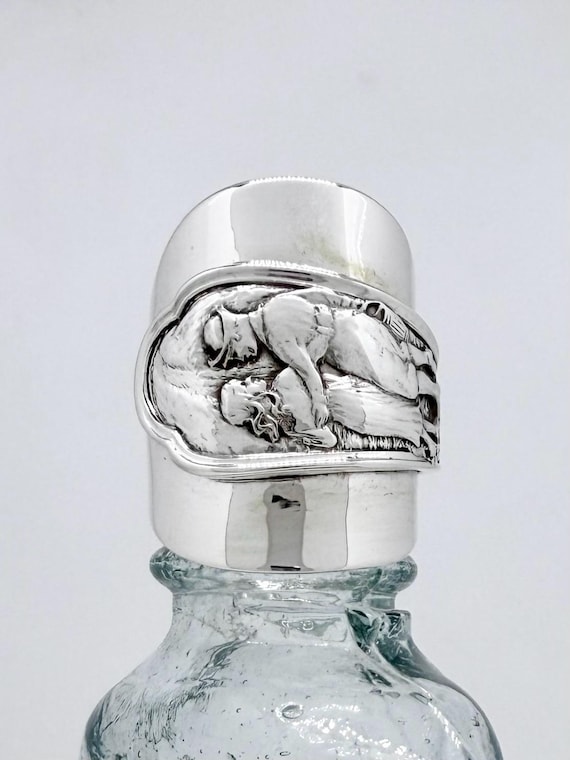Vintage Sterling Silver Spoon Ring, Spoon bowl, Jack and Jill