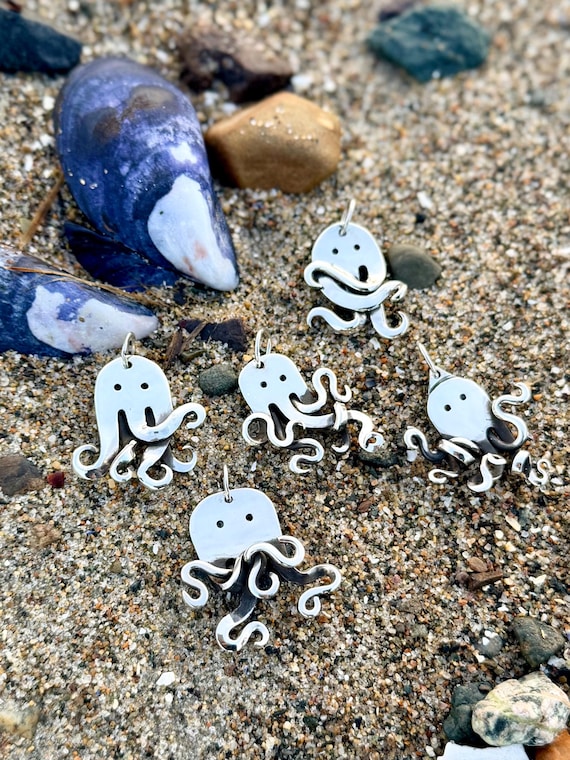 Sterling Silver Fork Octopus Necklace Pendant