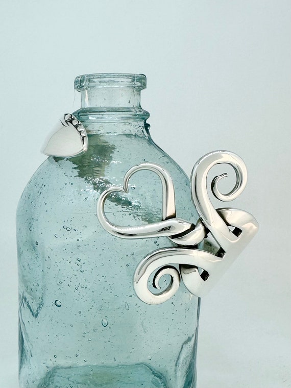 Ready to ship,  Sterling Silver Fork Cuff Bracelet, heart