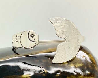 Mermaid Tail Sterling Silver Spoon Bracelet, Witch, Sea Witch, Moon
