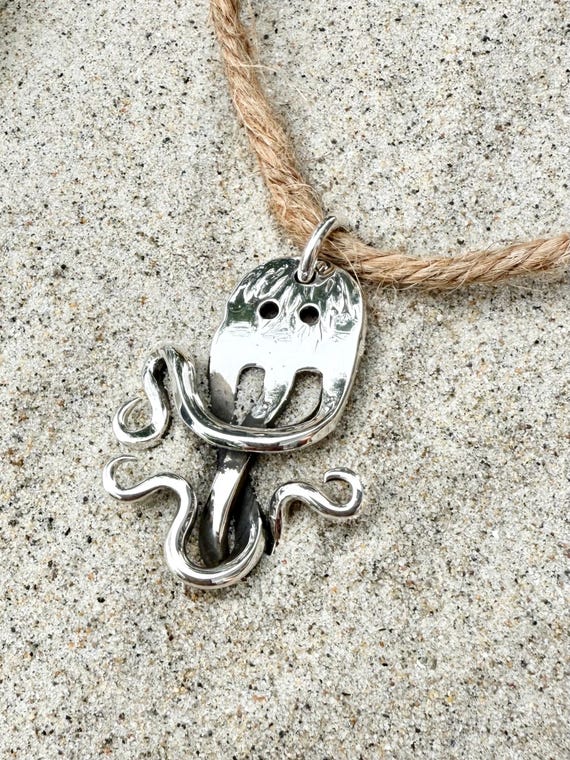 Sterling Silver Fork Pendant, Octopus