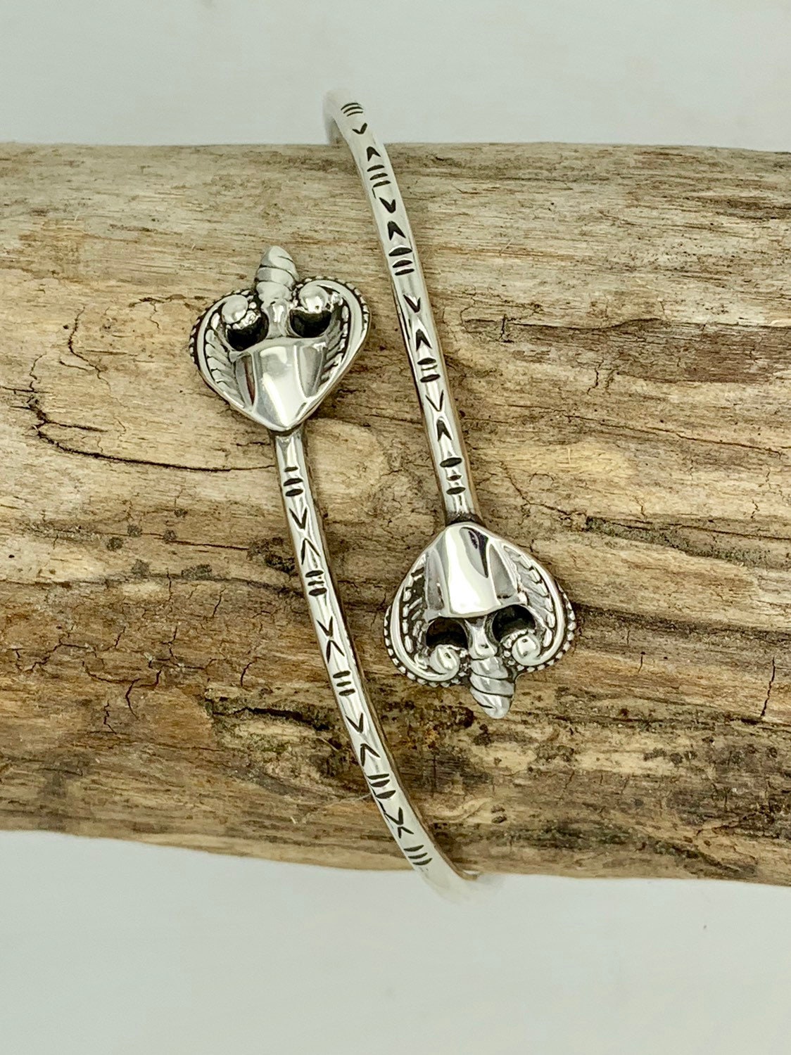 Sterling Silver Spoon Bangle Bracelet, Wrap, Stackable