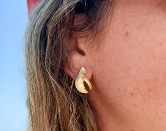 Stud Earrings, Lobster Claw, Sterling Silver, 18KT Gold Vermeil